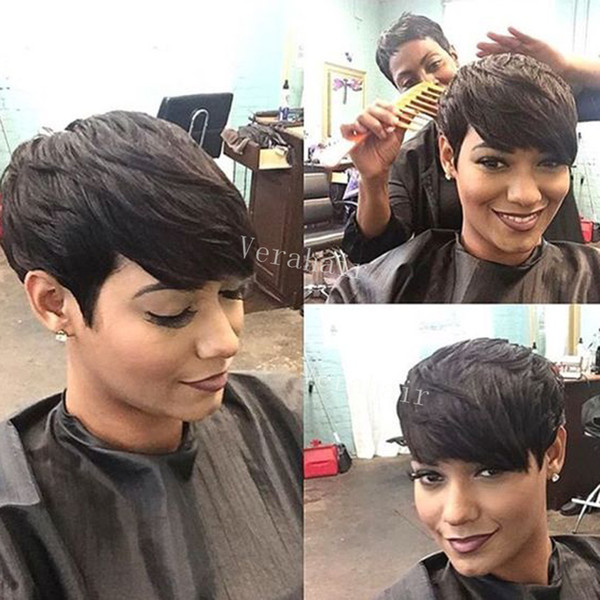 Wholesale hot sale Short Cut Bob Full Lace Human Natural Hair Wig With Side Part Short Straight None Lace Wig