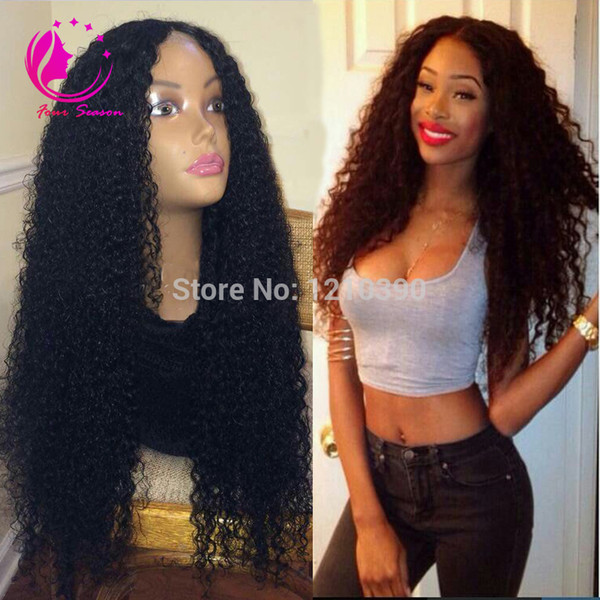 Virgin brazilian human hair u part wig 2X4/1X3 middle/side opening kinky curly u part wig for black women grade 7a upart wigs