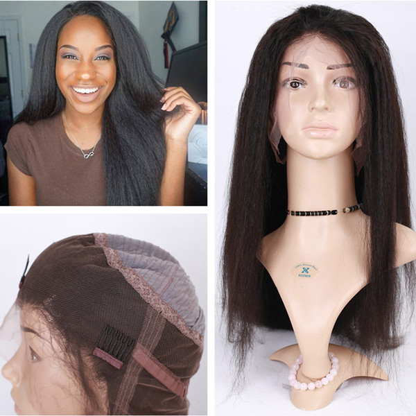 Brazilian Virgin Kinky Straight Lace Front Wigs 360 Lace Frontal Wigs 130% 180 Density Full Lace Human Hair Wigs For Black Women