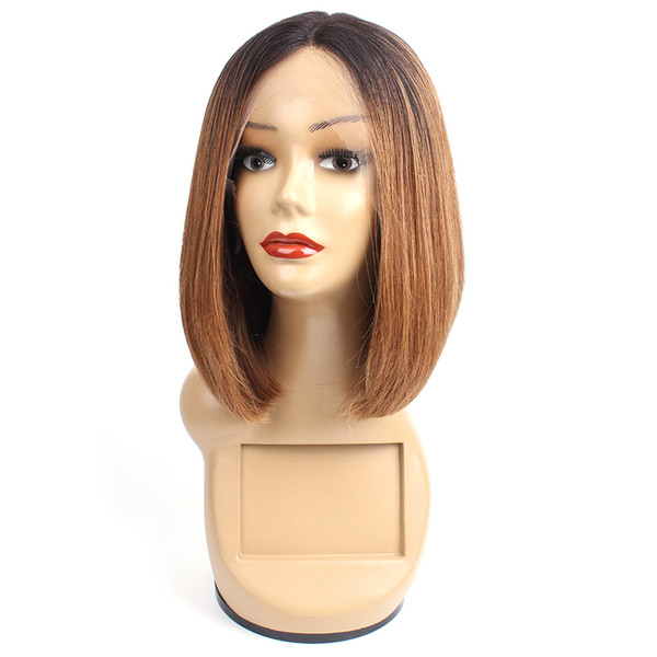 T-Type Lace Human Hair Wigs Ombre Color Two Tone 1B/30 Bob Style 10 Inch Brazilian Virgin Straight Hair Remy Human Hair Wigs