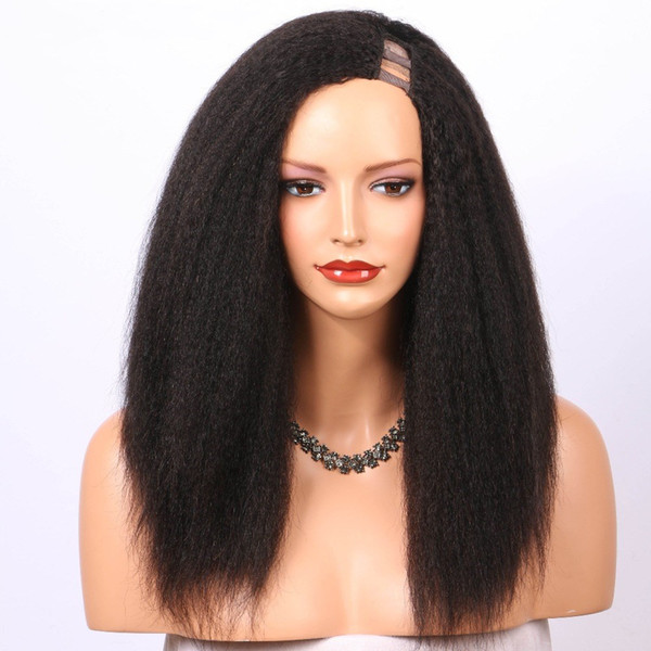 Kinky Straight U Part Wig Human Hair Wigs Brazilian Remy Hair 150% Density Yaki U Part Wigs Part As Picture For Women