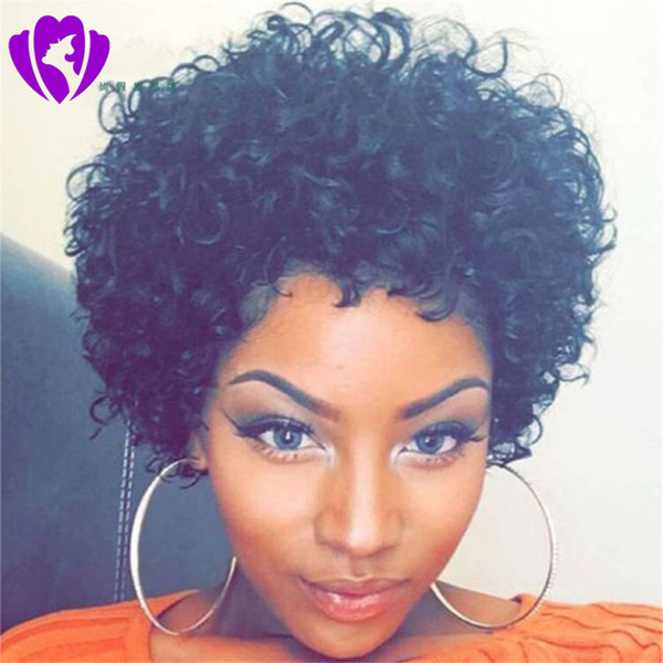 High quality Short Kinky Curly Human Hair Wigs For Women Brazilian Remy Human Hair full lace front wig for black women