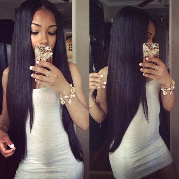 26inch Long Wigs Human Hair Brazilian Remy Virgin Hair Straight Lace Wig with Baby Hair for Women 130% Density Natural Color