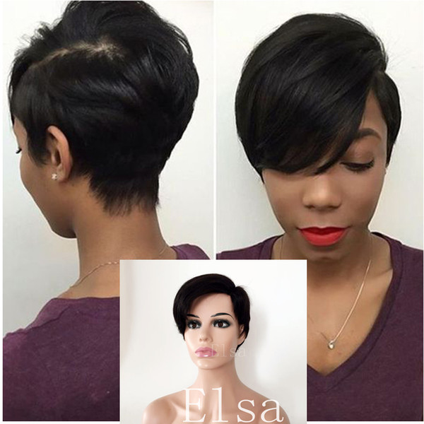 Human Hair pixie cut wigs With Lace Front Brazilian Straight Short Human Hair Wigs For Black Women Short Bob Pre Plucked Bleached Knots