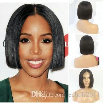 8inch bob short Human Hair Wigs for black women bob blunt cut straight full lace front wigs