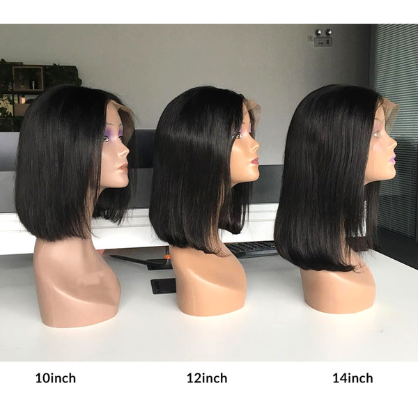 13x6 Brazilian straight bob lace front human hair wig Full ends 180%density 360 lace frontal wig for black women