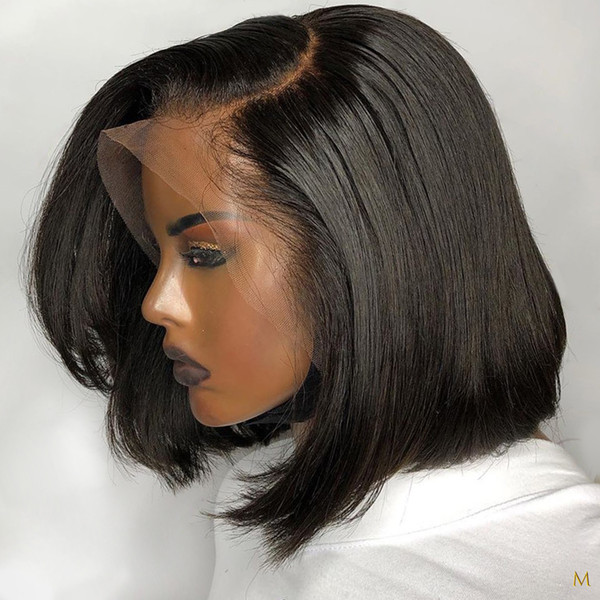 180% Full Density Lace Front Human Hair Wigs For Black Women 13x4 Short Bob Wig Remy Natural Pre Plucked Bleached Knots