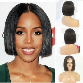 Blunt Cut Bob full lace human hair Wig 10inch Virgin brazilian Hair bob Lace Front Wigs for black women 180% density