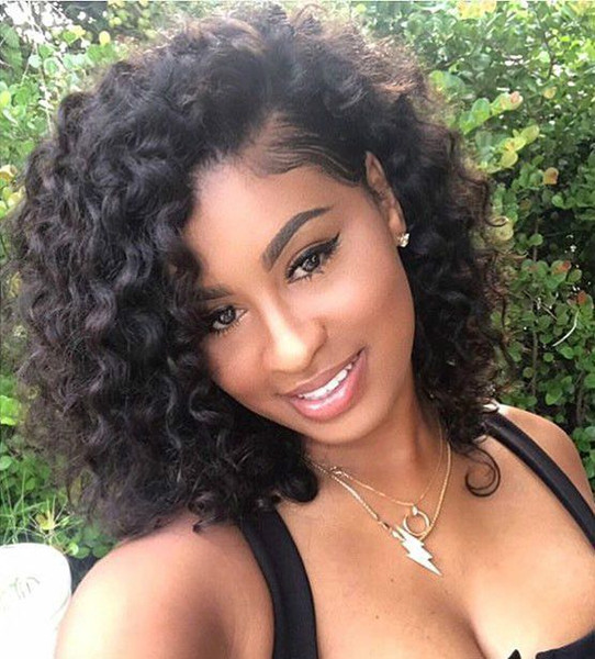 Glueless Lace Front Human Hair Bob Wigs Deep Curly For Black Women With Baby Hair 130% Density Pre Plucked Brazilian 3colors