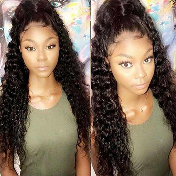 360 Lace Frontal Wigs natural hairline Full natural Human Hair Wigs black Women Brazilian Natural Deep Curly Front Lace Wig 180% density