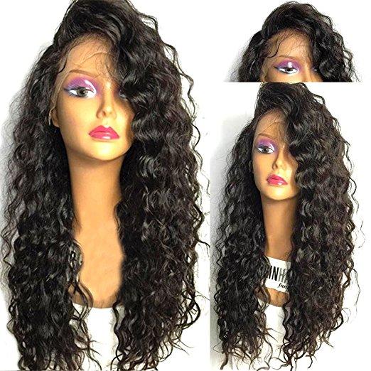 Pre Plucked 360 Lace Frontal Wig Curly Wave Virgin Human Hair 360 Lace Wigs with Baby Hair Natural Hairline ( 14 Inch 250 De