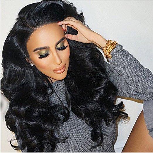 150% Density 360 Lace Frontal Wigs-Body Wave Full Frontal Lace Human Hair Wigs for Black Women Natural Hairline with Baby Hair Natural Color