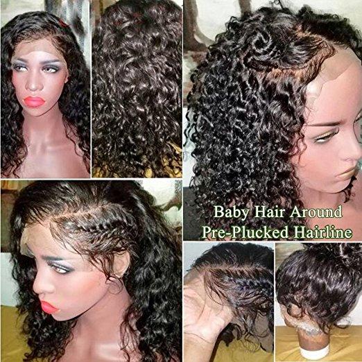 360 full Lace human hair Wig 130% Density Pre-Plucked Hairline 360 lace frontal Wig Curly Hair Wig for Black Women (12inch 130%density)