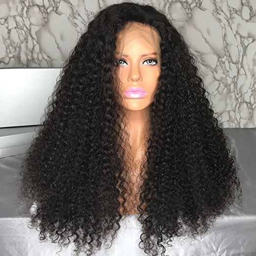 180% Density Brazilian hair lace frontal human hair wigs pre plucked curly 360 lace frontal wig for black women