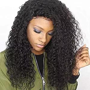 Kinky Curly 360 Lace Frontal Wig Pre Plucked Bleached Knots 150% Density Brazilian Virgin Human Hair Wigs with Baby Hair Glueless Lace Wigs