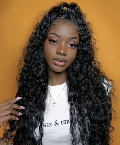 150%density 360 full lace frontal wig water wave for black women pre plucked lace wig human hair 360 with baby hair