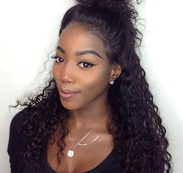 360 Lace Frontal Wigs Pre Plucked Wig Lace Front With Baby Hair Human Curly Hair For Women 250% density