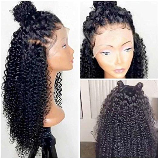 360 Lace Frontal Wig 180% Density Pre Plucked Hairline full lace Human Hair Wig Kinky Curly Hair Wig for Black Women 14inch