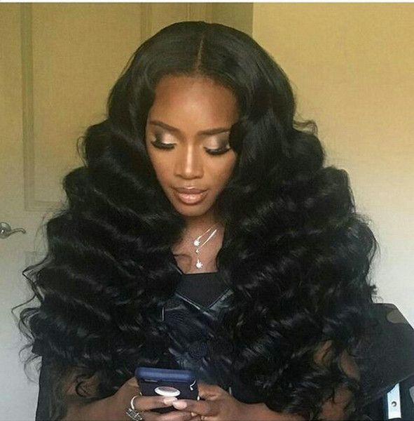 180% 250% high density full lace human hair wigs for black women Body wave lace front Indian hair wigs pre plucked