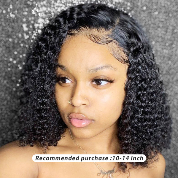 Jerry Curly Lace Front Human Hair Wigs With Baby Hair Brazilian Remy Hair Short Curly Bob Wigs For Women Pre-Plucked lace Wig