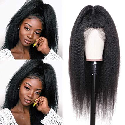 Brazilian Yaki Kinky Straight Wig 150% Density Free Part 13*6 Lace Front Human Hair Wigs for black women