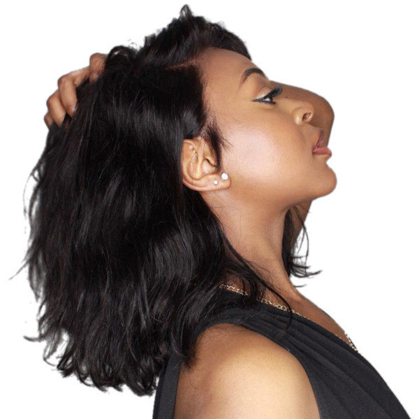Brazilian Virgin Human Hair Lace Front Wig Glueless Short Bob Wavy Full Lace Wig with Baby Hair for Black Women 150% density