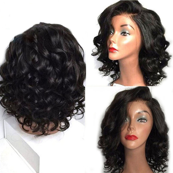 8A Brazilian Lace Front Wigs Remy Pre Plucked Glueless Short Curly bob full lace Human Hair Wigs (12inch 130% denstiy)