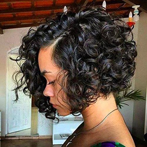 Brazilian Short Curly Bob Human Hair Lace Front Wigs for Black Women Gluess full lace bob Natural Color 10 inch 130% density