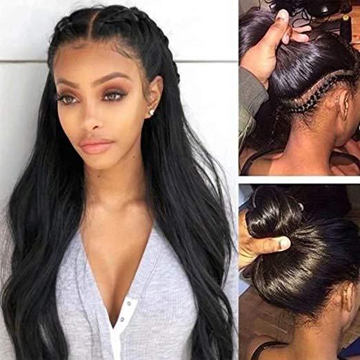 Pre plucked Straight Lace Front Human Hair Wigs 130 Density Glueless 360 Lace frontal Wig with Baby Hair Natural Hair Line