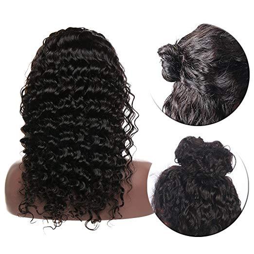 360 Lace Frontal Wig Lace Front Human Hair Wigs With Baby Hair Deep curly 130% Brazilian Hair Remy Natural Color