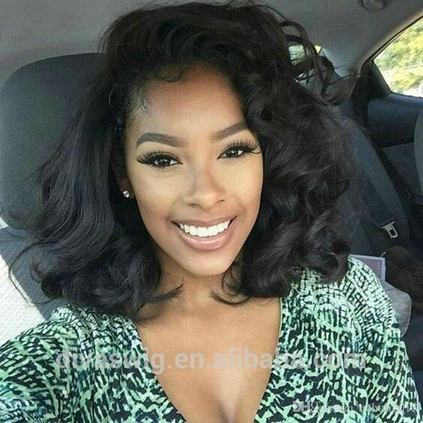 Wet wavy 10inch bob full lace human hair wigs side part lace front curly bob wigs 130% density for sale