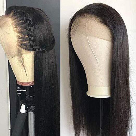 Pre Plucked 360 Lace Frontal Wigs 150% 24 Inch Full End Straight Lace Front Wig Natural Black 100% Unprocessed Brazilian Lace Wigs