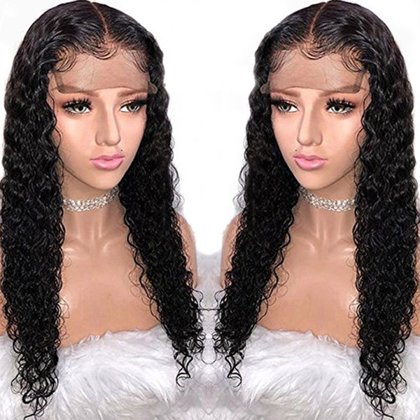 Top selling Brazilian deep wave lace frontal wigs pre plucked curly 360 lace frontal wig 150% density for black women with baby hair