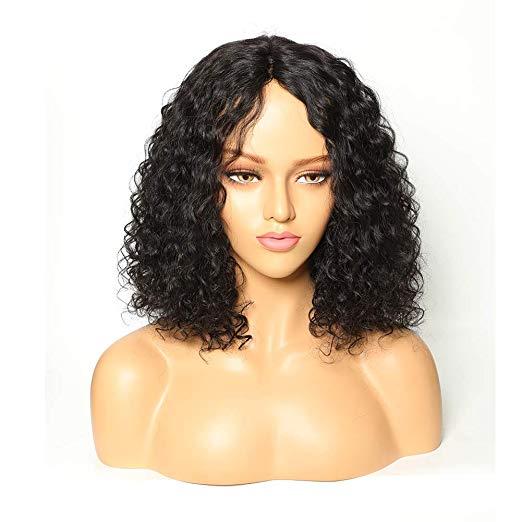 Short 13x6 Lace Front Human Hair Wigs Pre Plucked Curly Brazilian Hair 360 Lace Front Bob Wigs (10 inch 150% density