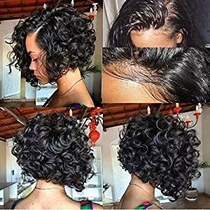 Cheap Short BOB brazilian curly virgin Human hair afro wigs for black women dhl Free 