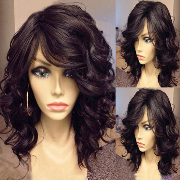 180%density american wavy Bob Human Hair Wigs For Black Women with side bang brazilian hair Full natural 14inch lace front Wig bob style