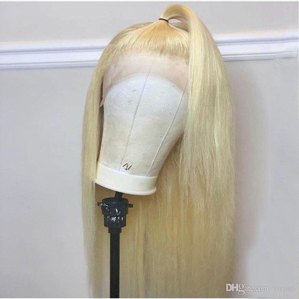 Full Lace Human Hair Wigs Blonde Ombre 613 Long Straight Brazilian Virgin Glueless Lace Frontal Wig Pre Plucked Hairline