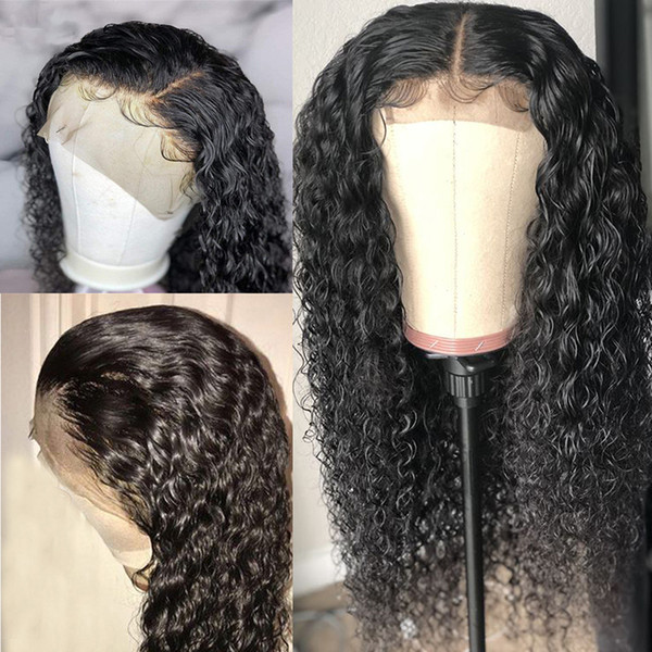 13x4 Frontal HD Lace Wig Transparent Frontal Virgin Malaysian Curly Invisible Knots Lacefront Wigs For Black Women Bleached Knots