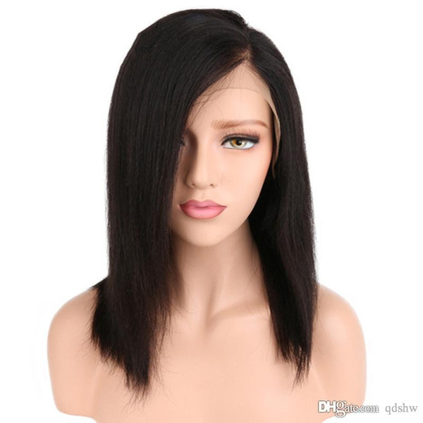 Yaki Straight Wig Human Hair HD Transparent Glueless Virgin Malaysian Light Yaki Full Lace Straight Human Hair Wigs With Baby Hair Side Part