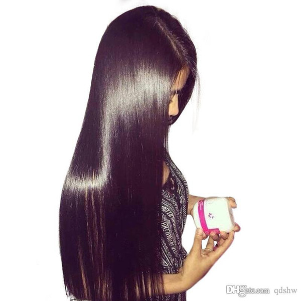 Brazilian Straight Human Hair Lace Front Wig HD Transparent Virgin Silky Straight Glueless Full Lace Wigs 150 180 Density Pre Plucked