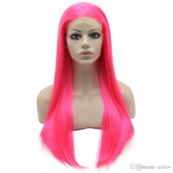 Pink Lace Front Wig With Baby Hair Synthetic Fiber Hair Free Part Long Straight Synthetic Hair Lacefront Wigs Pink For Black Women