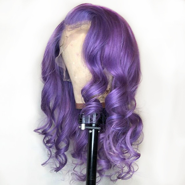 Purple Human Hair Lace Front Wig Colored Loose Wave Deep Part Brazilian Virgin Hair Purple Full Lace Wigs With Pre Plucked Hairline