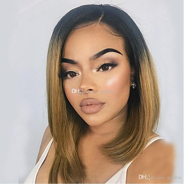 Full Lace Human Hair Wigs Color With Baby Hair Ombre 1b 30 Short Bob Cut Straight Brazilian Virgin Glueless Ombre Lace Front Wig