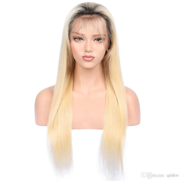 Full Lace Ombre Human Hair Wigs Glueless 1b 613 With Baby Hair Pre Plucked Brazilian Remy Hair Ombre Blonde Lacefront Wig