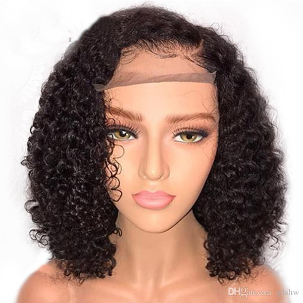 Brazilian Curly Lace Front Bob Wigs Baby Hair Glueless Preplucked Brazilian Remy Hair Short Curly Lace Front Human Hair Wigs