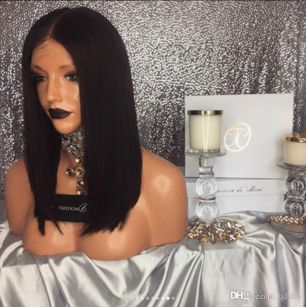 Long Black Synthetic Wig For Black Women 150 Density Cheap Heat Resistant Hair Bob Synthetic Lace Front Wigs With Baby Hair