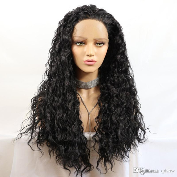 Synthetic Front Lace Wig For Woman Loose Curly Natural Looking Heat Resistant Fiber Synthetic Curly Lacefront Wigs Pre Plucked