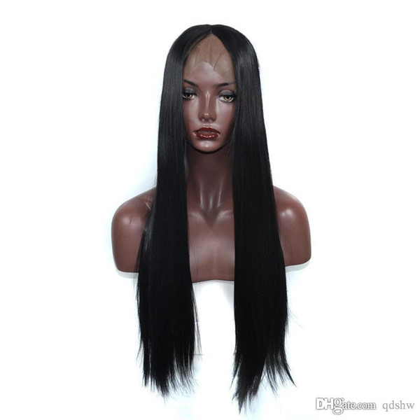 Lacefront Synthetic Wig Heat Resistant Middle Part 180 Density Long Black Color Glueless Synthetic Lace Front Wigs For Black Women