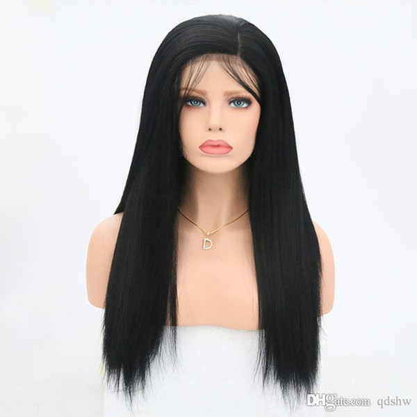 Yaki Synthetic Lace Front Wig For Black Women Hand Tied Glueless Heat Resistant Fiber Hair Synthetic Wigs With Baby Hair