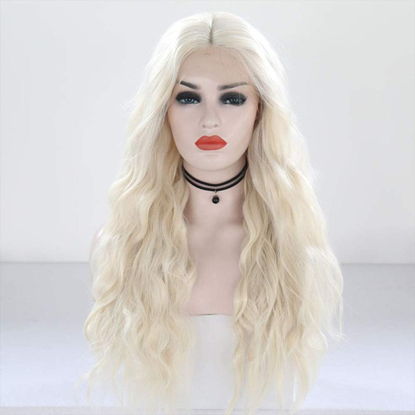 Heat Resistant Hair Blonde Synthetic Lace Front Wig For White Women Natural Wave Long Lacefront Synthetic Wigs Blonde With Baby Hairs